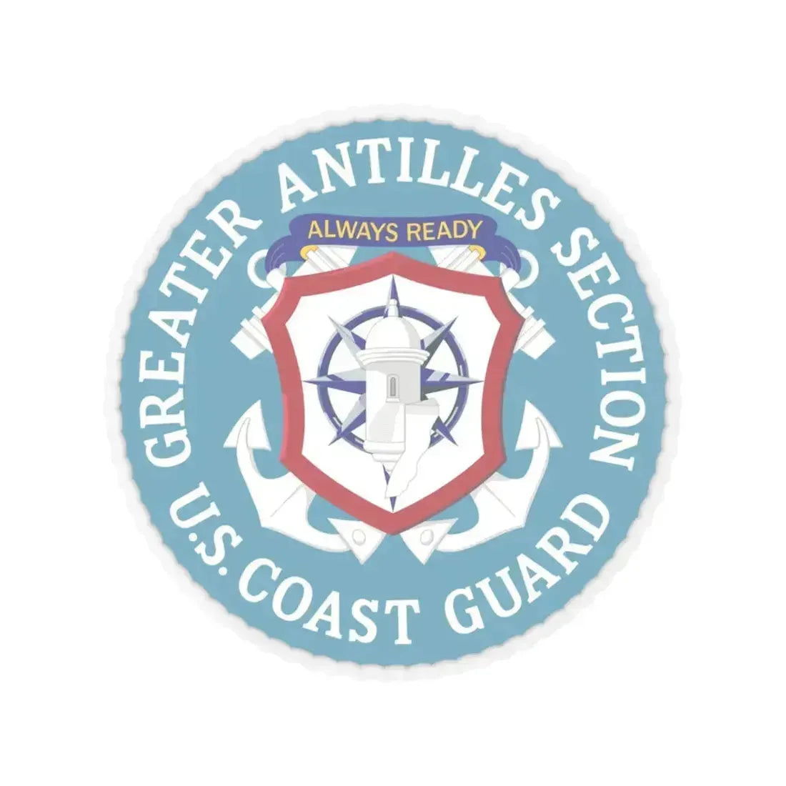 USCG Greater Antilles Section (U.S. Coast Guard) STICKER Vinyl Kiss-Cut Decal 3 Inch Transparent - The Sticker Space