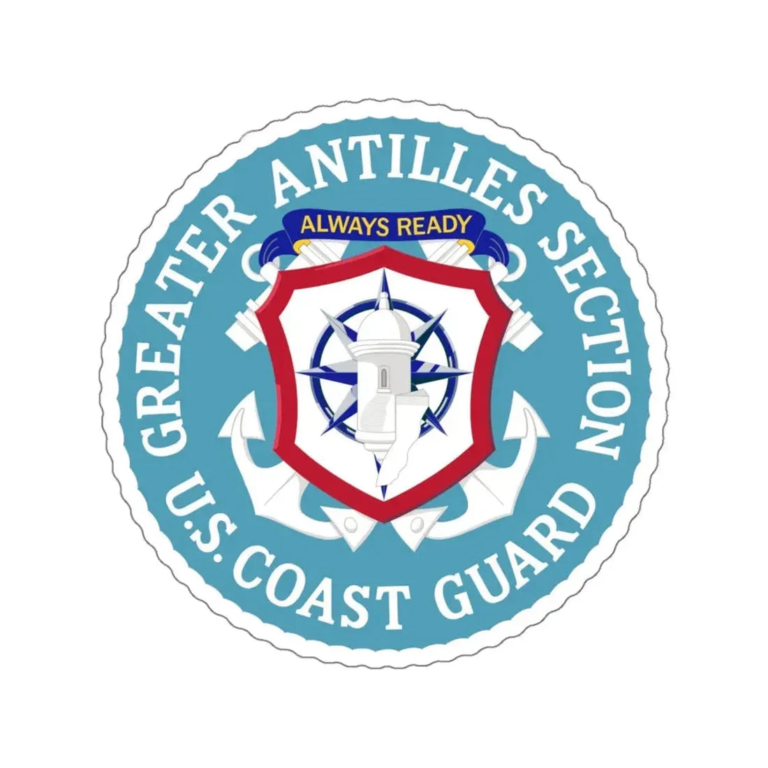 USCG Greater Antilles Section (U.S. Coast Guard) STICKER Vinyl Kiss-Cut Decal 6 Inch White - The Sticker Space
