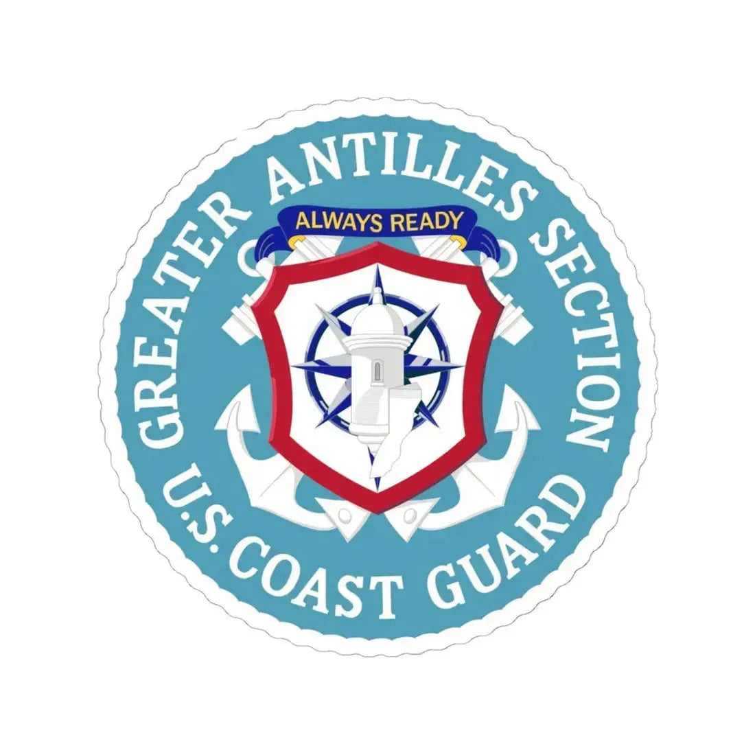 USCG Greater Antilles Section (U.S. Coast Guard) STICKER Vinyl Kiss-Cut Decal 6 Inch White - The Sticker Space