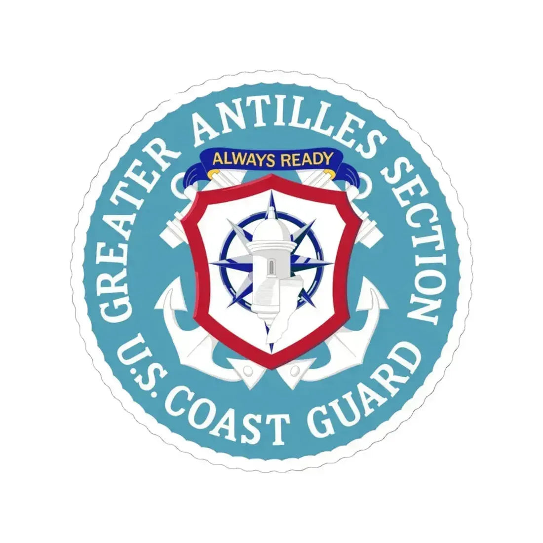 USCG Greater Antilles Section (U.S. Coast Guard) STICKER Vinyl Kiss-Cut Decal 6 Inch White - The Sticker Space