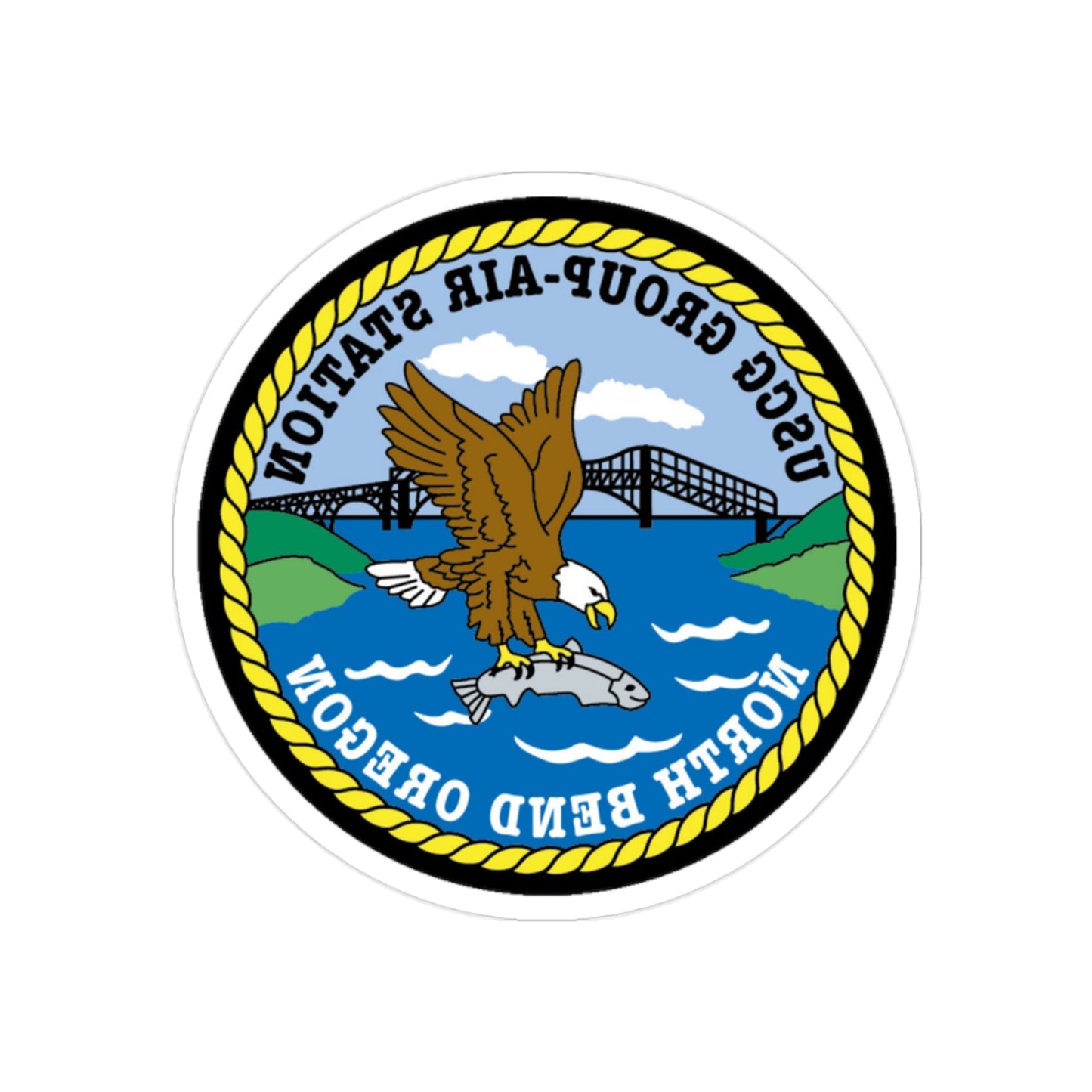 USCG Group Air Station North Bend (U.S. Coast Guard) REVERSE PRINT Transparent STICKER-2" × 2"-The Sticker Space