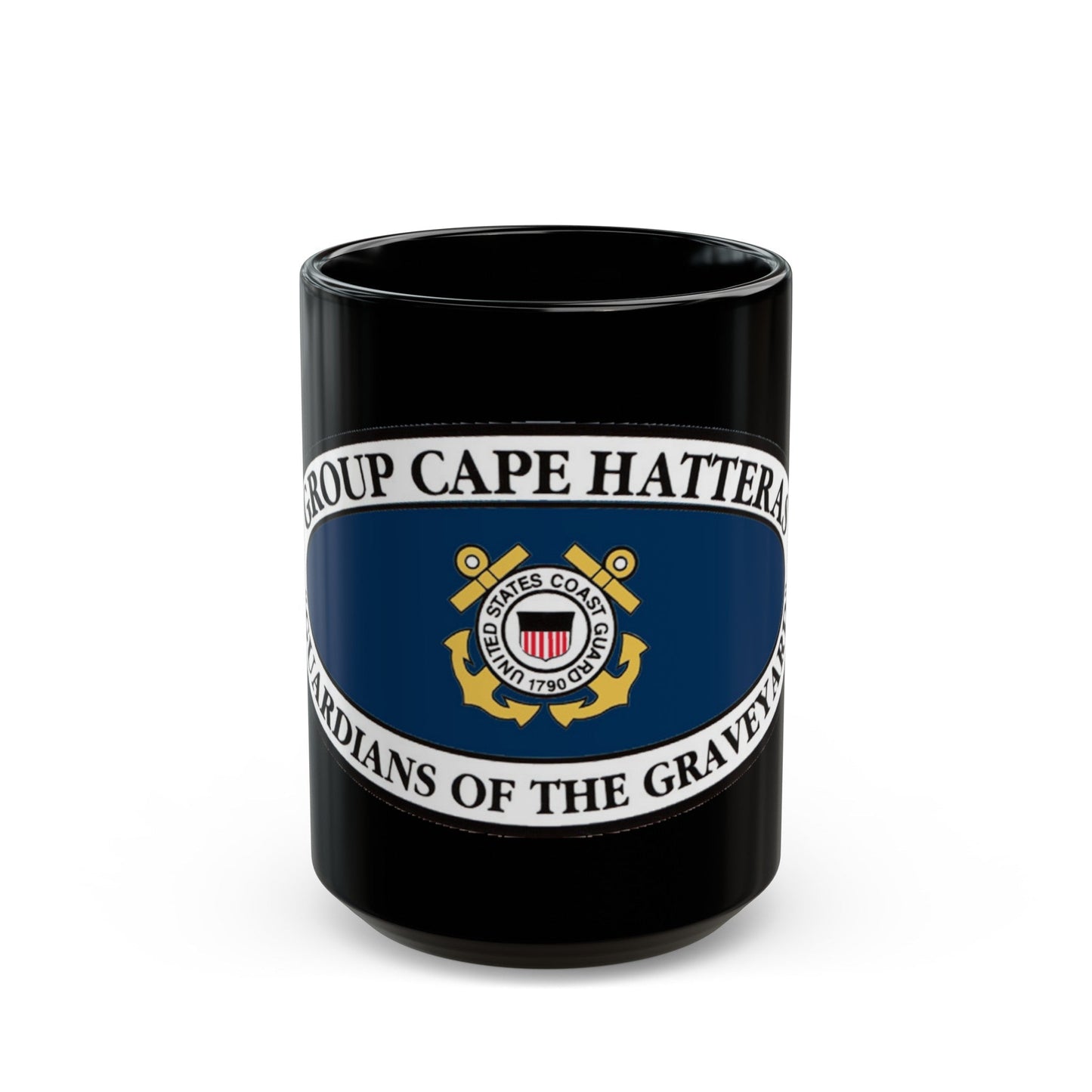 USCG Group Cape Hatteras VINT (U.S. Coast Guard) Black Coffee Mug-15oz-The Sticker Space