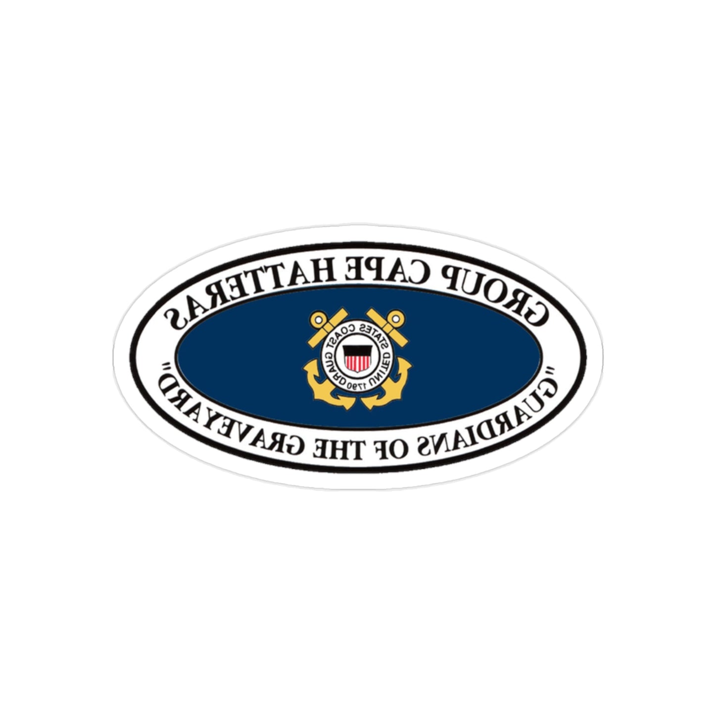 USCG Group Cape Hatteras VINT (U.S. Coast Guard) REVERSE PRINT Transparent STICKER-2" × 2"-The Sticker Space