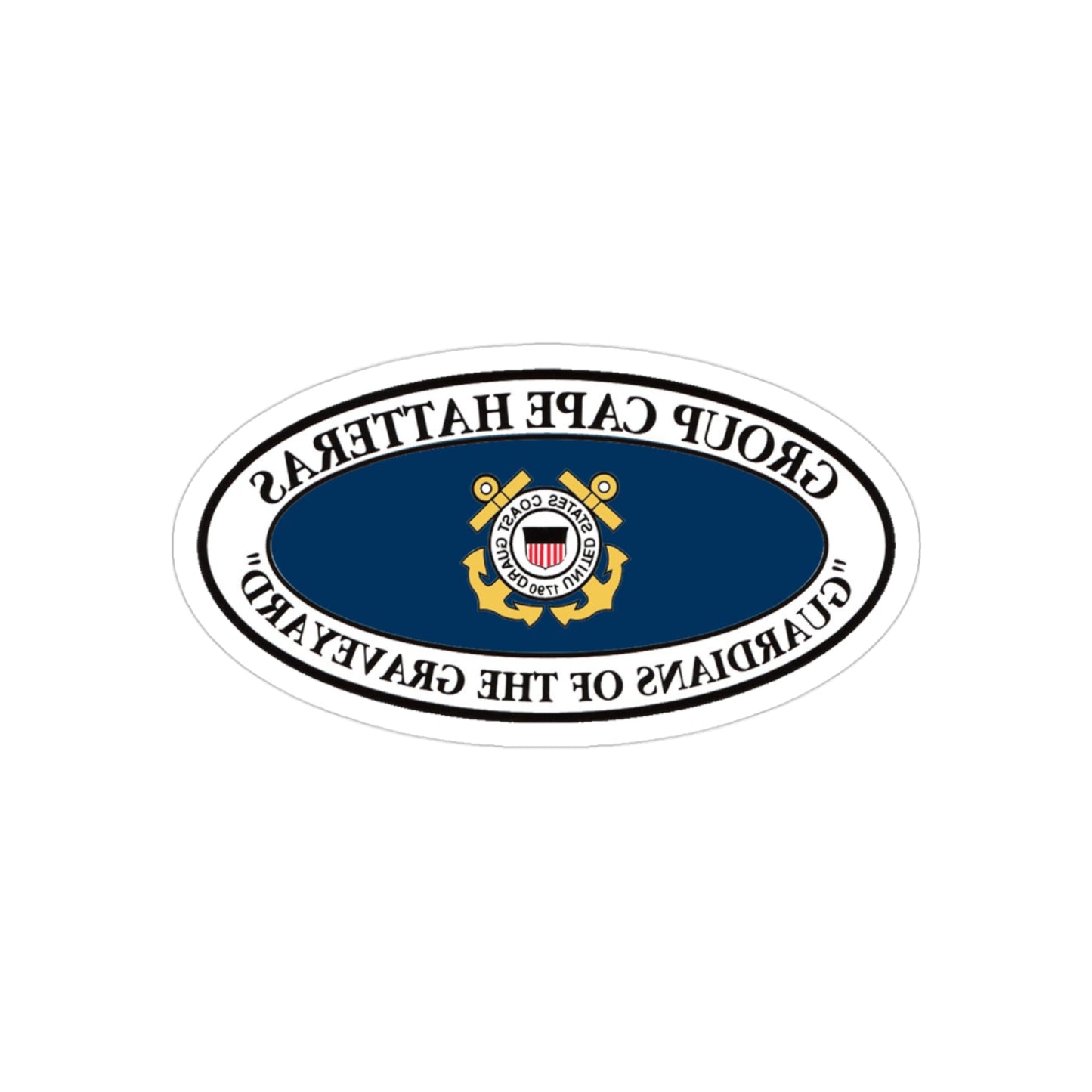 USCG Group Cape Hatteras VINT (U.S. Coast Guard) REVERSE PRINT Transparent STICKER-3" × 3"-The Sticker Space