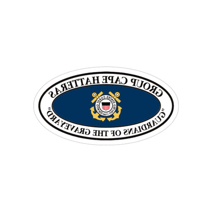 USCG Group Cape Hatteras VINT (U.S. Coast Guard) REVERSE PRINT Transparent STICKER-4" × 4"-The Sticker Space