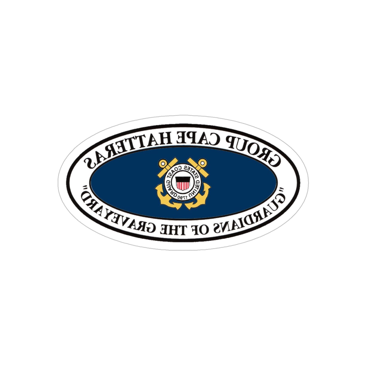 USCG Group Cape Hatteras VINT (U.S. Coast Guard) REVERSE PRINT Transparent STICKER-5" × 5"-The Sticker Space