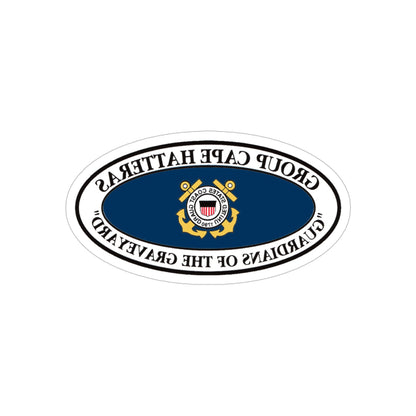 USCG Group Cape Hatteras VINT (U.S. Coast Guard) REVERSE PRINT Transparent STICKER-6" × 6"-The Sticker Space