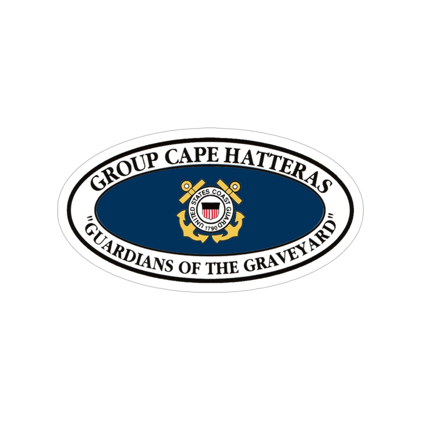 USCG Group Cape Hatteras VINT (U.S. Coast Guard) Transparent STICKER Die-Cut Vinyl Decal-5 Inch-The Sticker Space