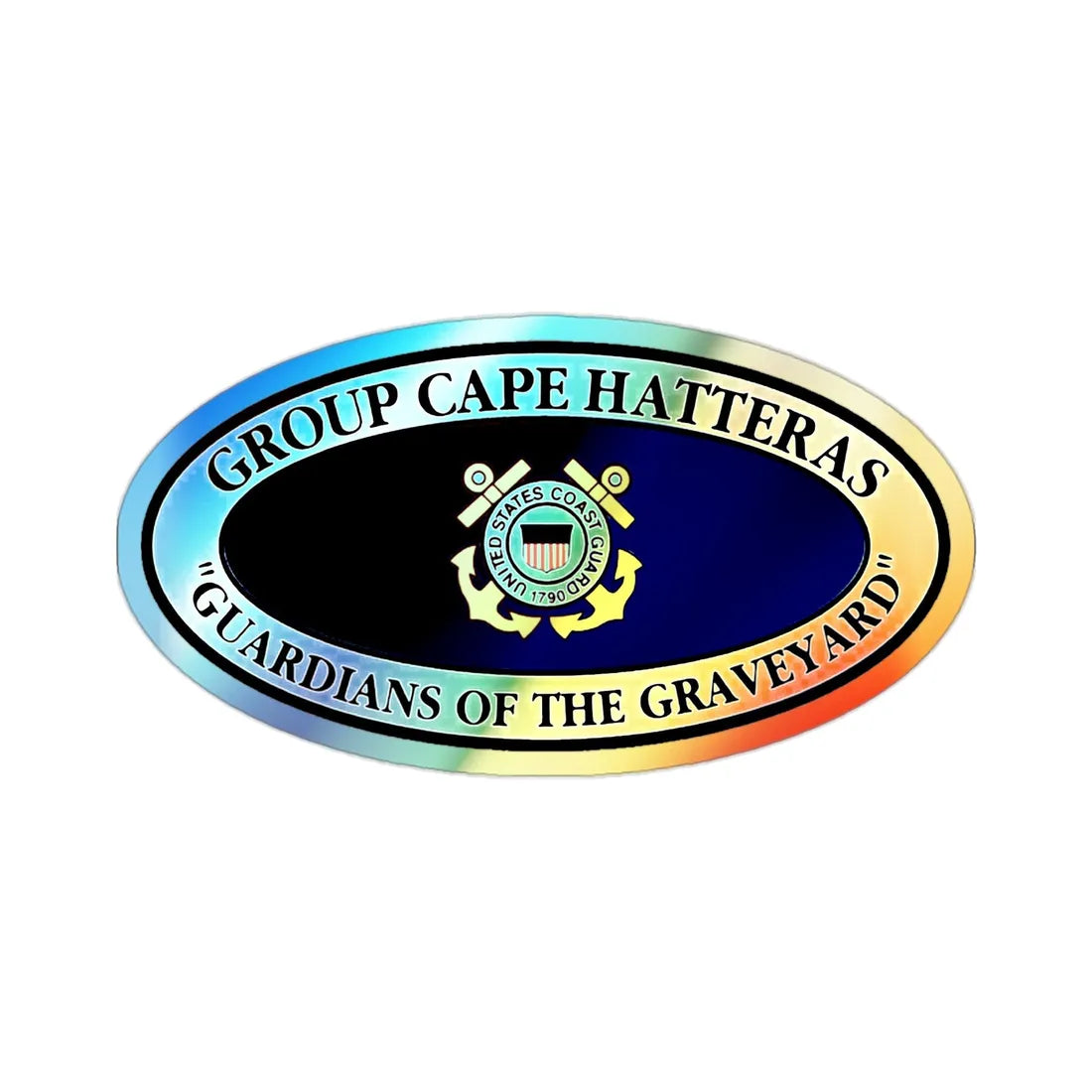 USCG Group Cape Hatteras VINT (U.S. Coast Guard) Holographic STICKER Die-Cut Vinyl Decal 2 Inch Holographic - The Sticker Space