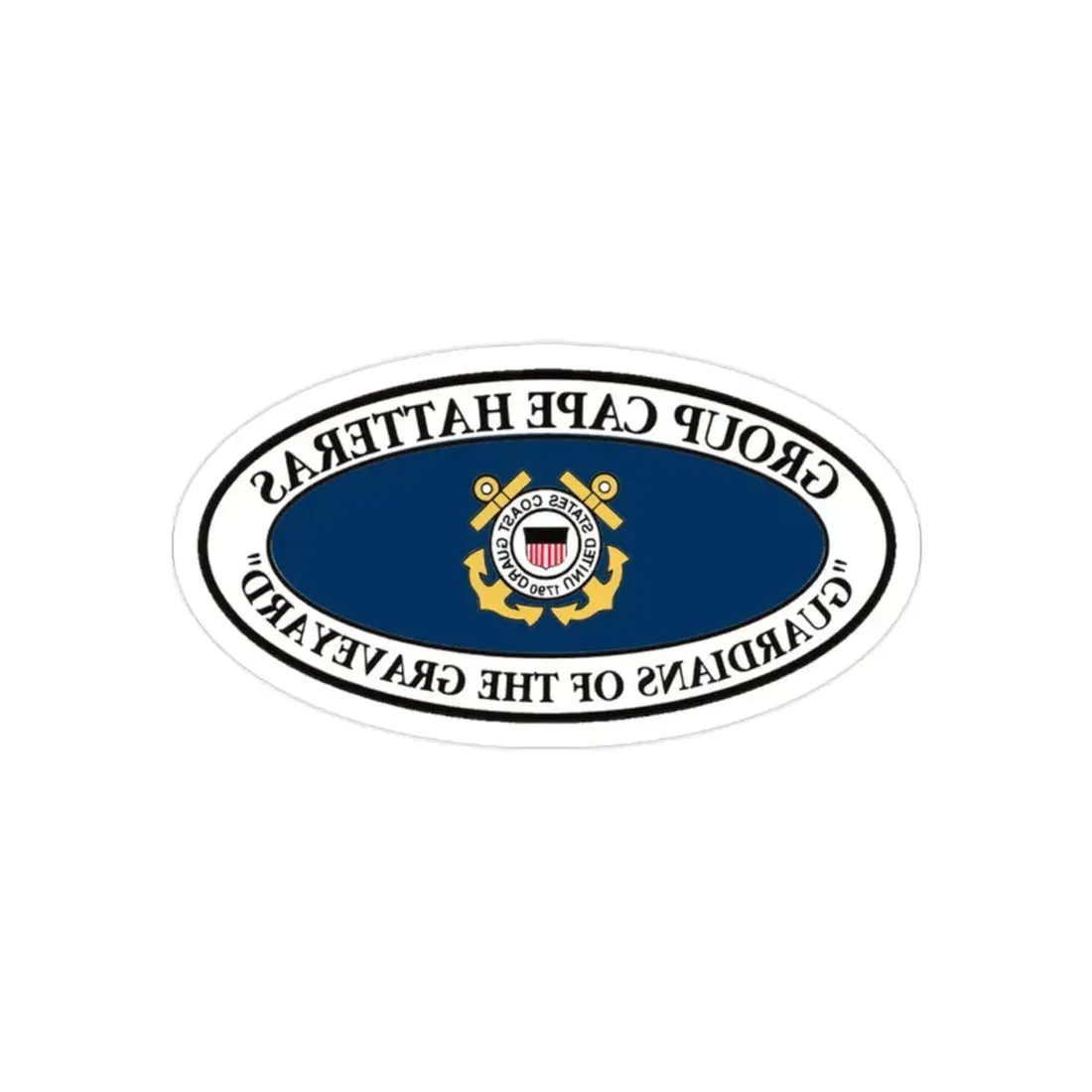 USCG Group Cape Hatteras VINT (U.S. Coast Guard) REVERSE PRINT Transparent Die-Cut STICKER 2 Inch Die-Cut Transparent - The Sticker Space