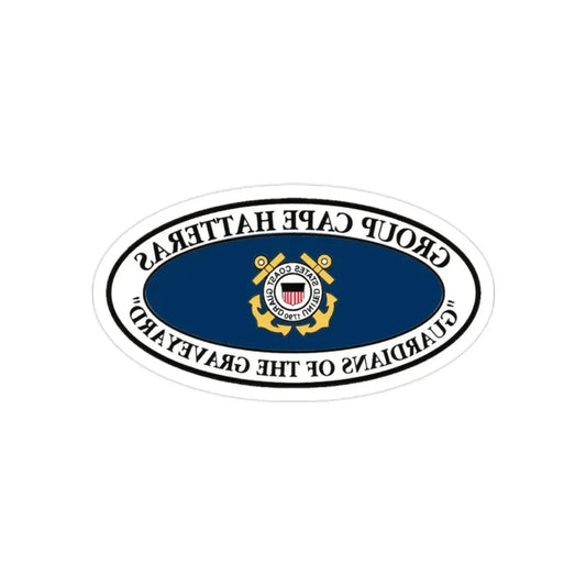 USCG Group Cape Hatteras VINT (U.S. Coast Guard) REVERSE PRINT Transparent Die-Cut STICKER 2 Inch Die-Cut Transparent - The Sticker Space