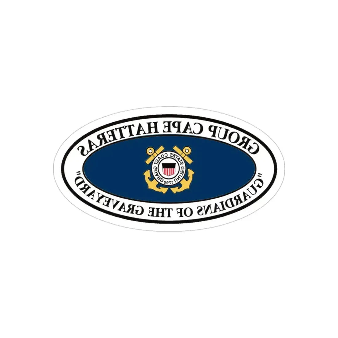 USCG Group Cape Hatteras VINT (U.S. Coast Guard) REVERSE PRINT Transparent Die-Cut STICKER 3 Inch Die-Cut Transparent - The Sticker Space