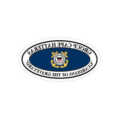 USCG Group Cape Hatteras VINT (U.S. Coast Guard) REVERSE PRINT Transparent Die-Cut STICKER 4 Inch Die-Cut Transparent - The Sticker Space