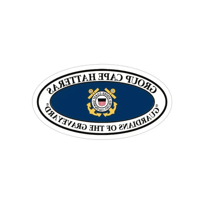 USCG Group Cape Hatteras VINT (U.S. Coast Guard) REVERSE PRINT Transparent Die-Cut STICKER 5 Inch Die-Cut Transparent - The Sticker Space