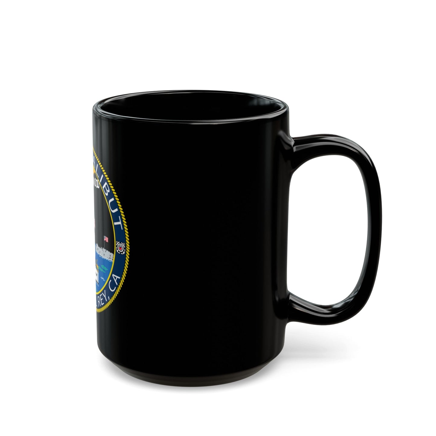 USCG Halibut Marina Del Ray CA (U.S. Coast Guard) Black Coffee Mug-The Sticker Space