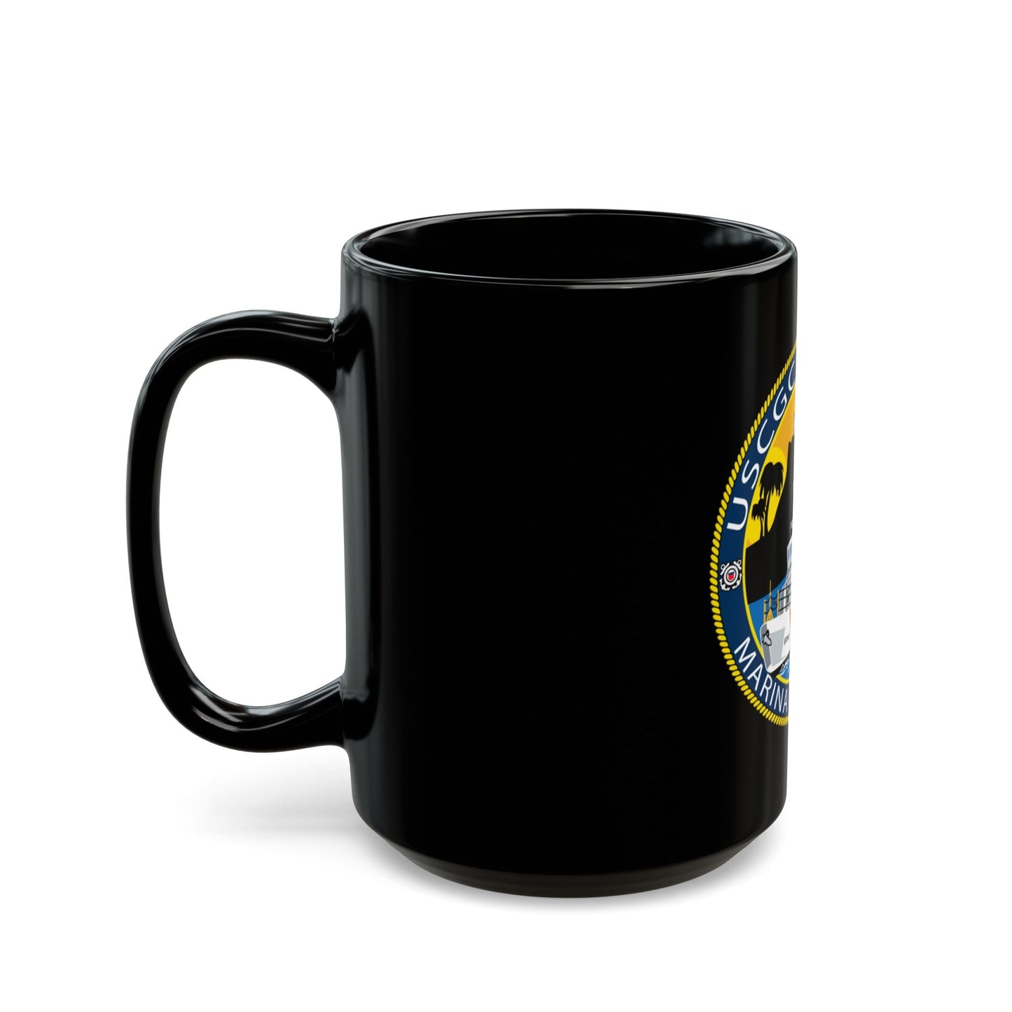 USCG Halibut Marina Del Ray CA (U.S. Coast Guard) Black Coffee Mug-The Sticker Space