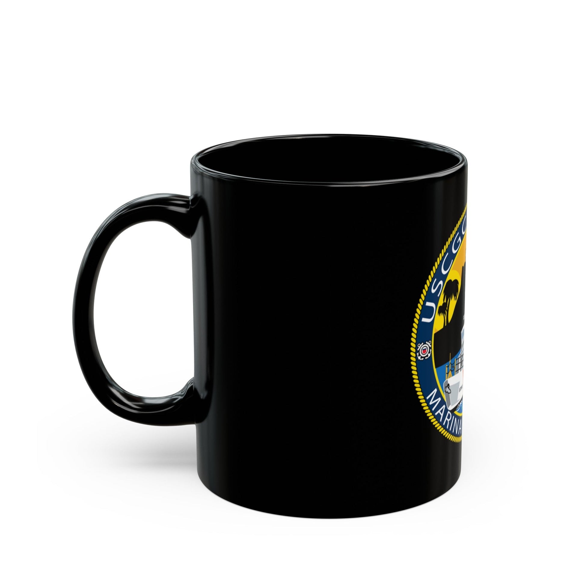 USCG Halibut Marina Del Ray CA (U.S. Coast Guard) Black Coffee Mug-The Sticker Space