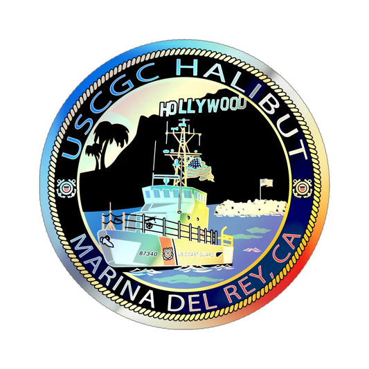 USCG Halibut Marina Del Ray CA (U.S. Coast Guard) Holographic STICKER Die-Cut Vinyl Decal 6 Inch Holographic - The Sticker Space