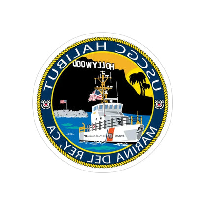 USCG Halibut Marina Del Ray CA (U.S. Coast Guard) REVERSE PRINT Transparent Die-Cut STICKER 3 Inch Die-Cut Transparent - The Sticker Space