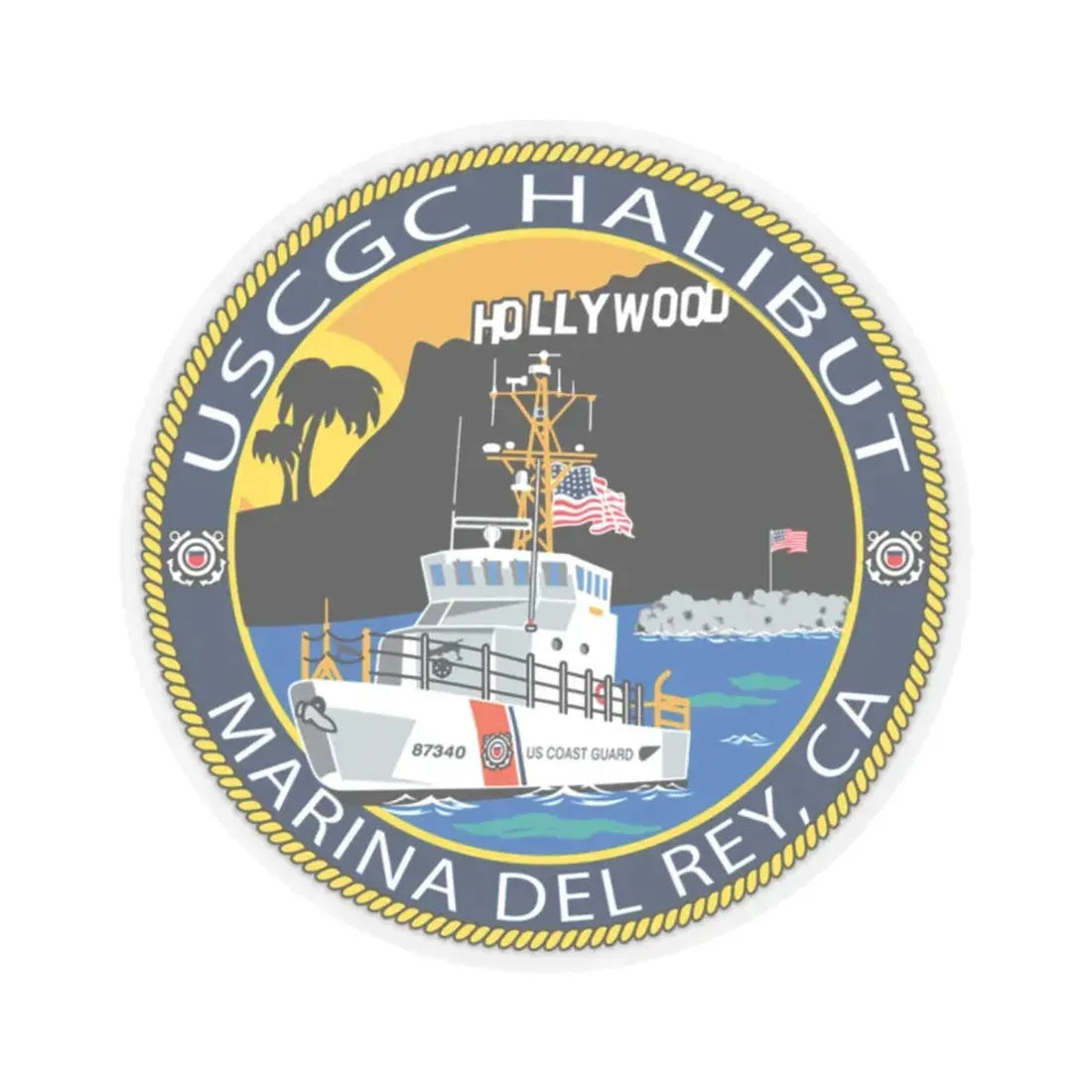USCG Halibut Marina Del Ray CA (U.S. Coast Guard) STICKER Vinyl Kiss-Cut Decal 2 Inch Transparent - The Sticker Space