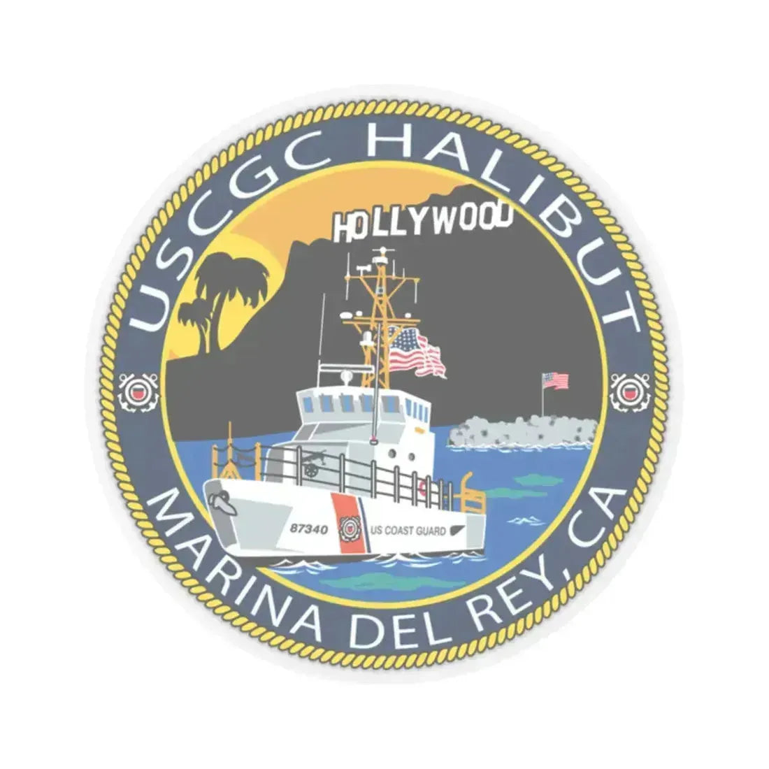 USCG Halibut Marina Del Ray CA (U.S. Coast Guard) STICKER Vinyl Kiss-Cut Decal 2 Inch Transparent - The Sticker Space
