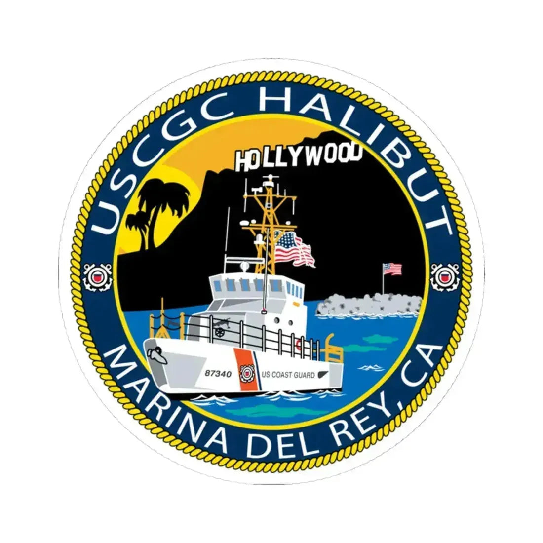 USCG Halibut Marina Del Ray CA (U.S. Coast Guard) STICKER Vinyl Kiss-Cut Decal 4 Inch White - The Sticker Space