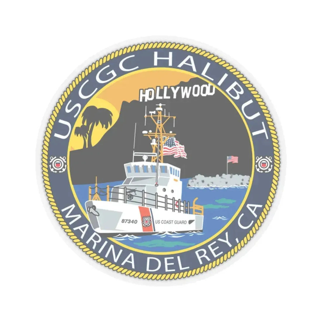 USCG Halibut Marina Del Ray CA (U.S. Coast Guard) STICKER Vinyl Kiss-Cut Decal 6 Inch Transparent - The Sticker Space