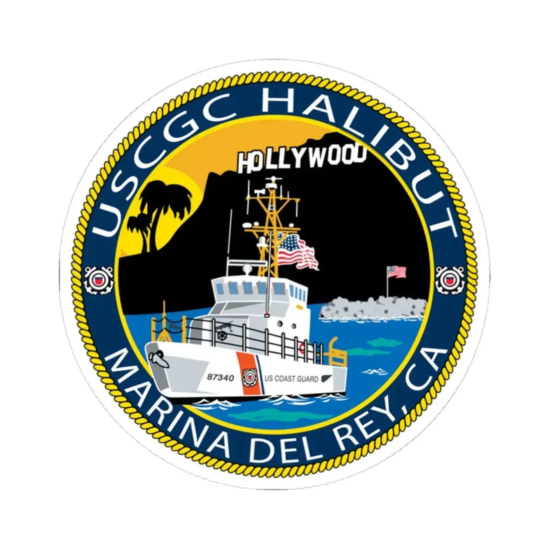 USCG Halibut Marina Del Ray CA (U.S. Coast Guard) STICKER Vinyl Kiss-Cut Decal 6 Inch White - The Sticker Space