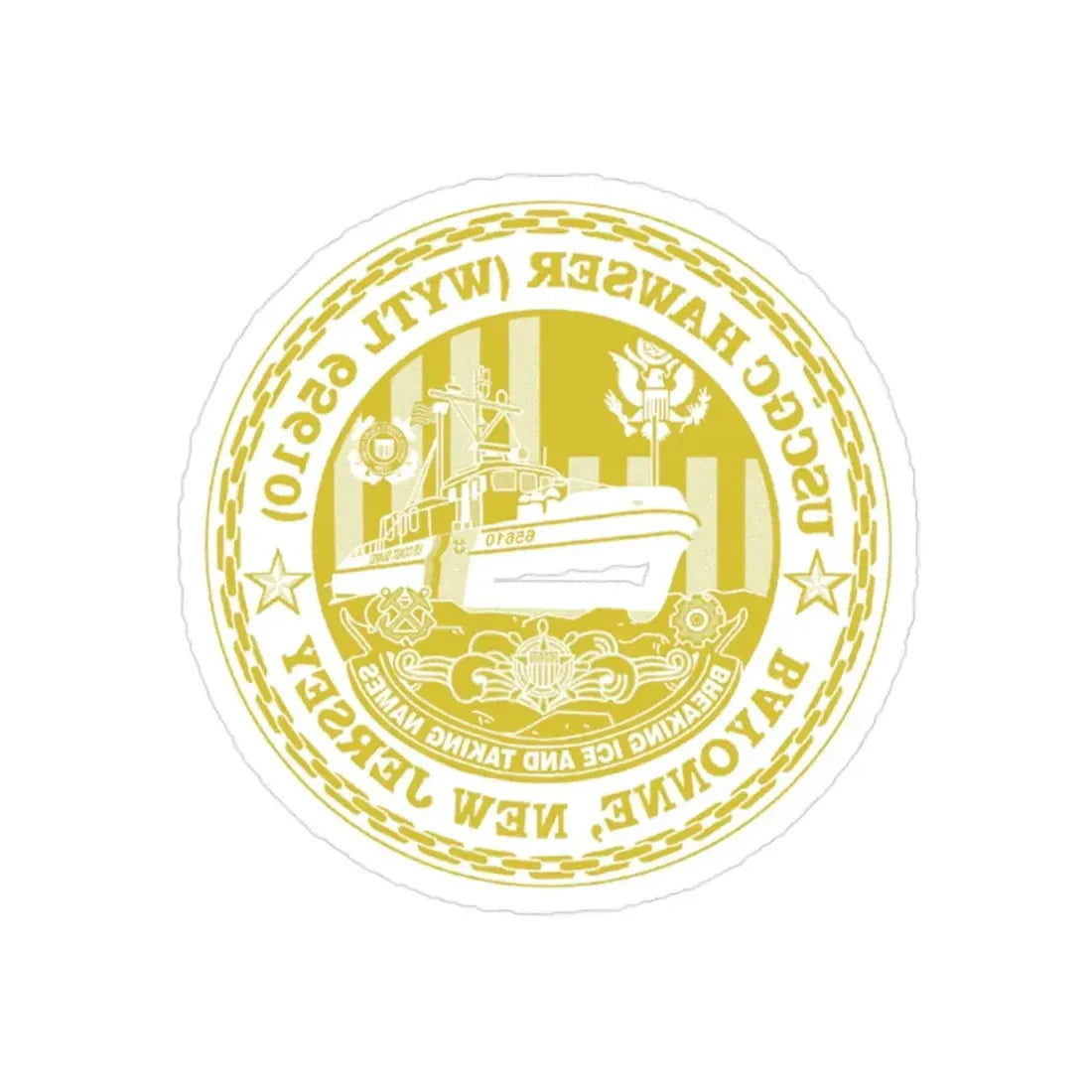 USCG Hawser WYTL 65610 Sim Gold (U.S. Coast Guard) REVERSE PRINT Transparent Die-Cut STICKER 2 Inch Die-Cut Transparent - The Sticker Space