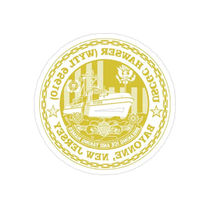 USCG Hawser WYTL 65610 Sim Gold (U.S. Coast Guard) REVERSE PRINT Transparent Die-Cut STICKER 4 Inch Die-Cut Transparent - The Sticker Space