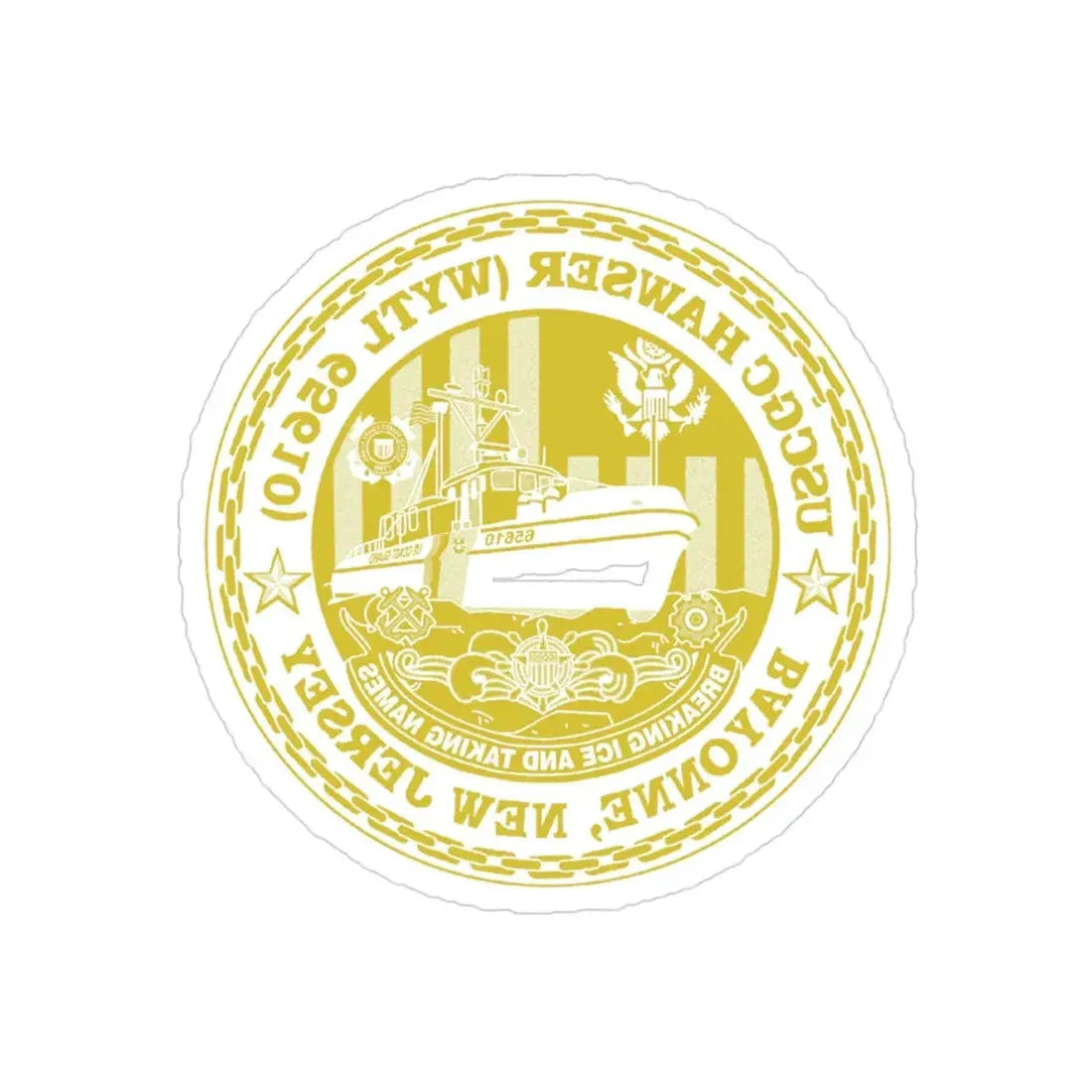 USCG Hawser WYTL 65610 Sim Gold (U.S. Coast Guard) REVERSE PRINT Transparent Die-Cut STICKER 6 Inch Die-Cut Transparent - The Sticker Space