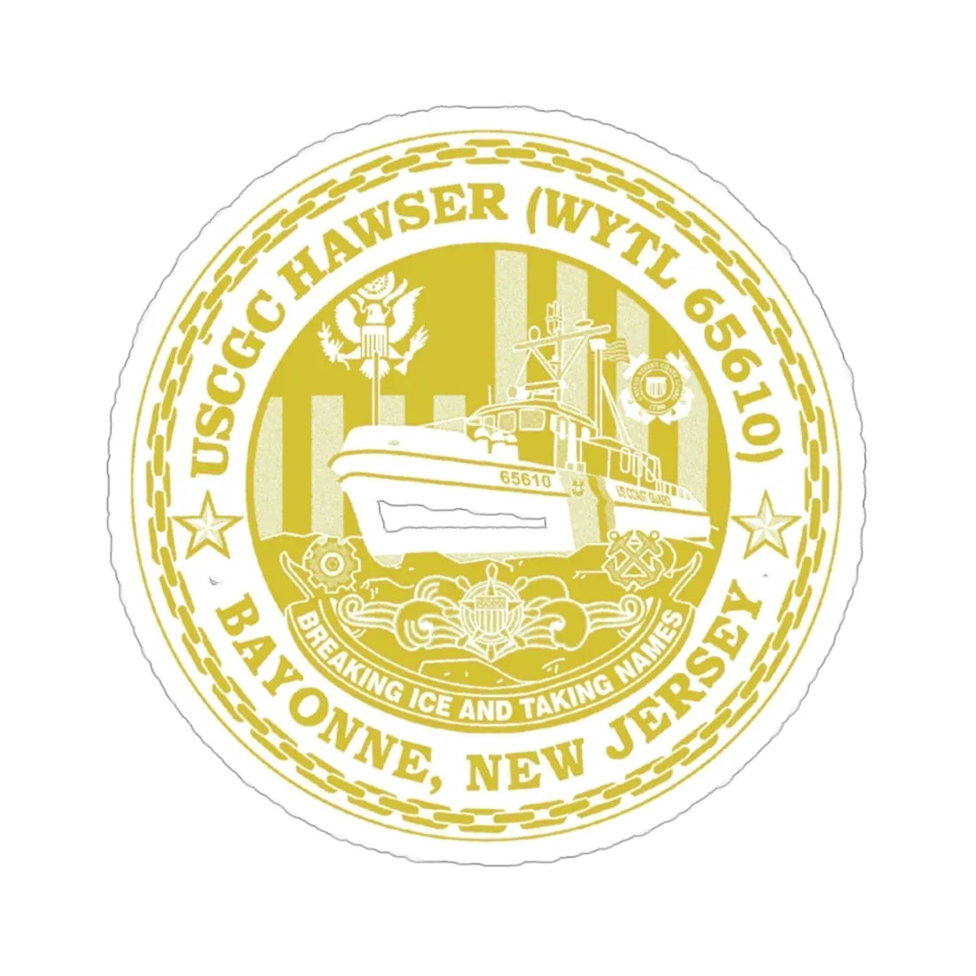 USCG Hawser WYTL 65610 Sim Gold (U.S. Coast Guard) STICKER Vinyl Die-Cut Decal 4 Inch - The Sticker Space