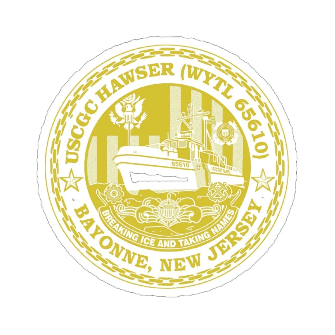 USCG Hawser WYTL 65610 Sim Gold (U.S. Coast Guard) STICKER Vinyl Die-Cut Decal 6 Inch - The Sticker Space