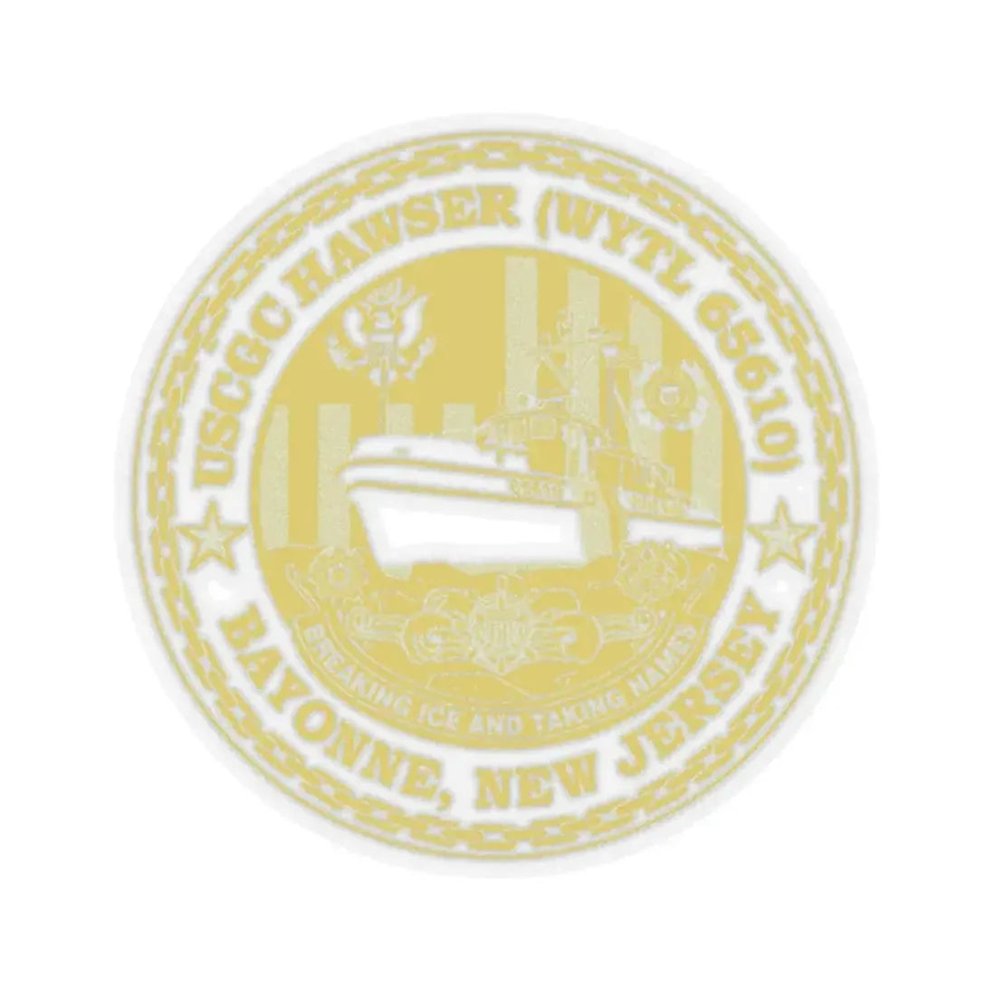 USCG Hawser WYTL 65610 Sim Gold (U.S. Coast Guard) STICKER Vinyl Kiss-Cut Decal 4 Inch Transparent - The Sticker Space