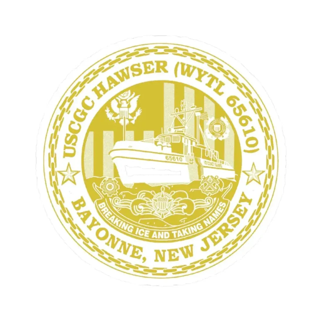 USCG Hawser WYTL 65610 Sim Gold (U.S. Coast Guard) STICKER Vinyl Kiss-Cut Decal 4 Inch White - The Sticker Space