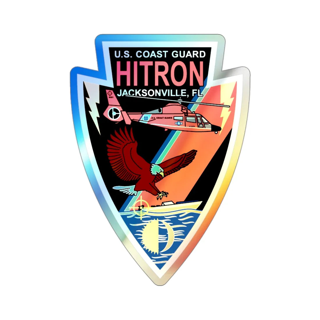 USCG HITRON Jax FL (U.S. Coast Guard) Holographic STICKER Die-Cut Vinyl Decal 3 Inch Holographic - The Sticker Space