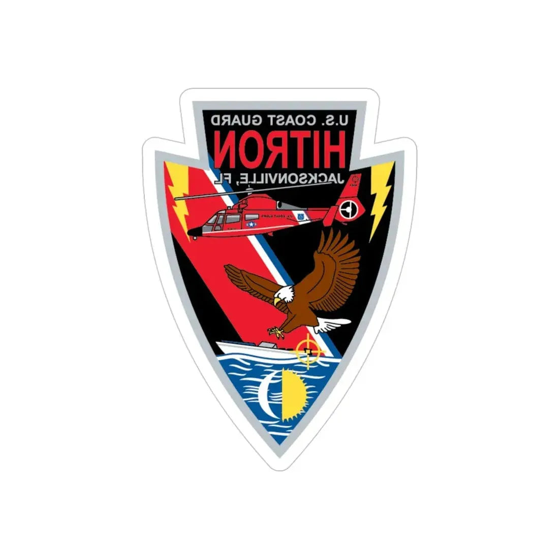 USCG HITRON Jax FL (U.S. Coast Guard) REVERSE PRINT Transparent Die-Cut STICKER 4 Inch Die-Cut Transparent - The Sticker Space