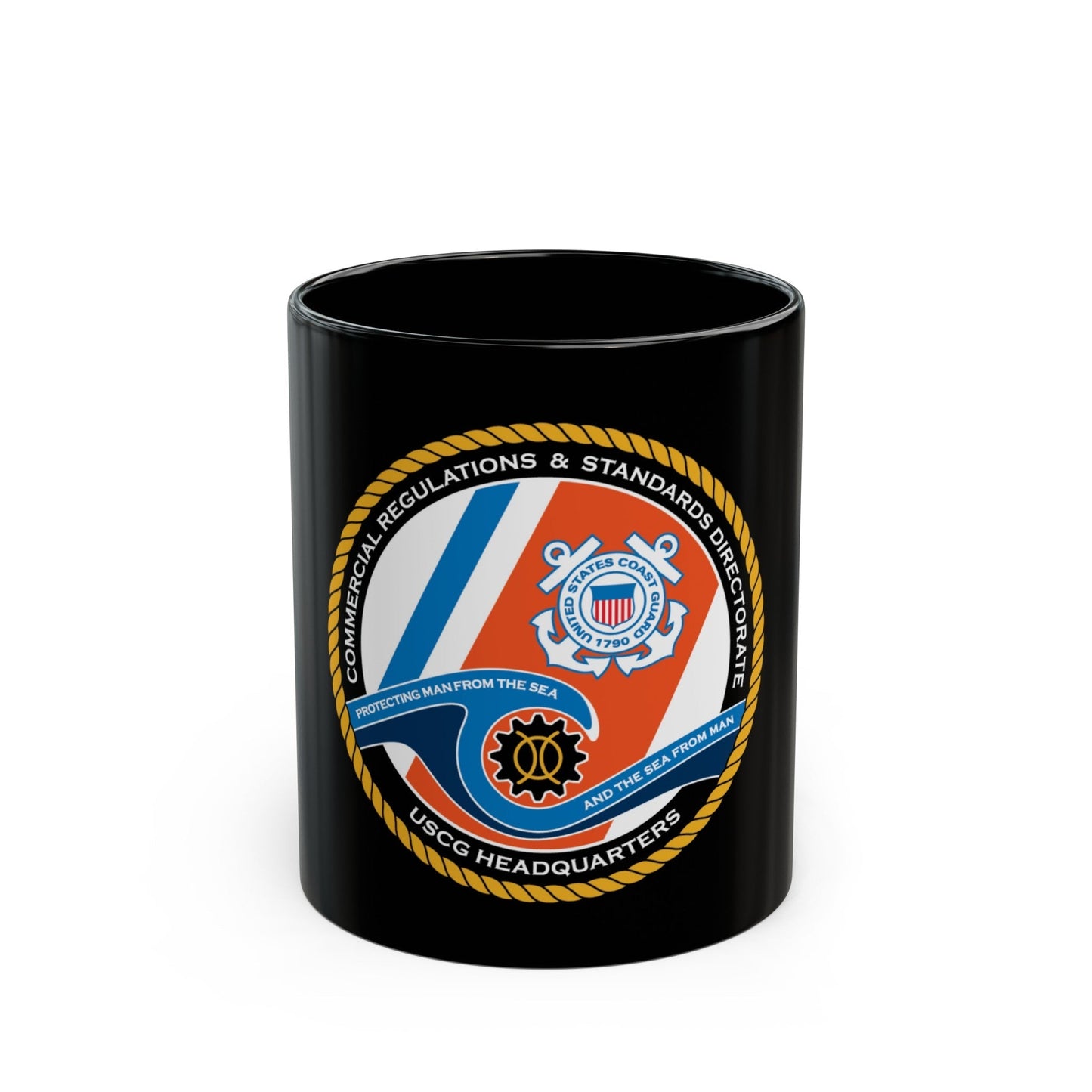 USCG HQ CG ENG 1 Comm Reg Stnd Dlr (U.S. Coast Guard) Black Coffee Mug-11oz-The Sticker Space