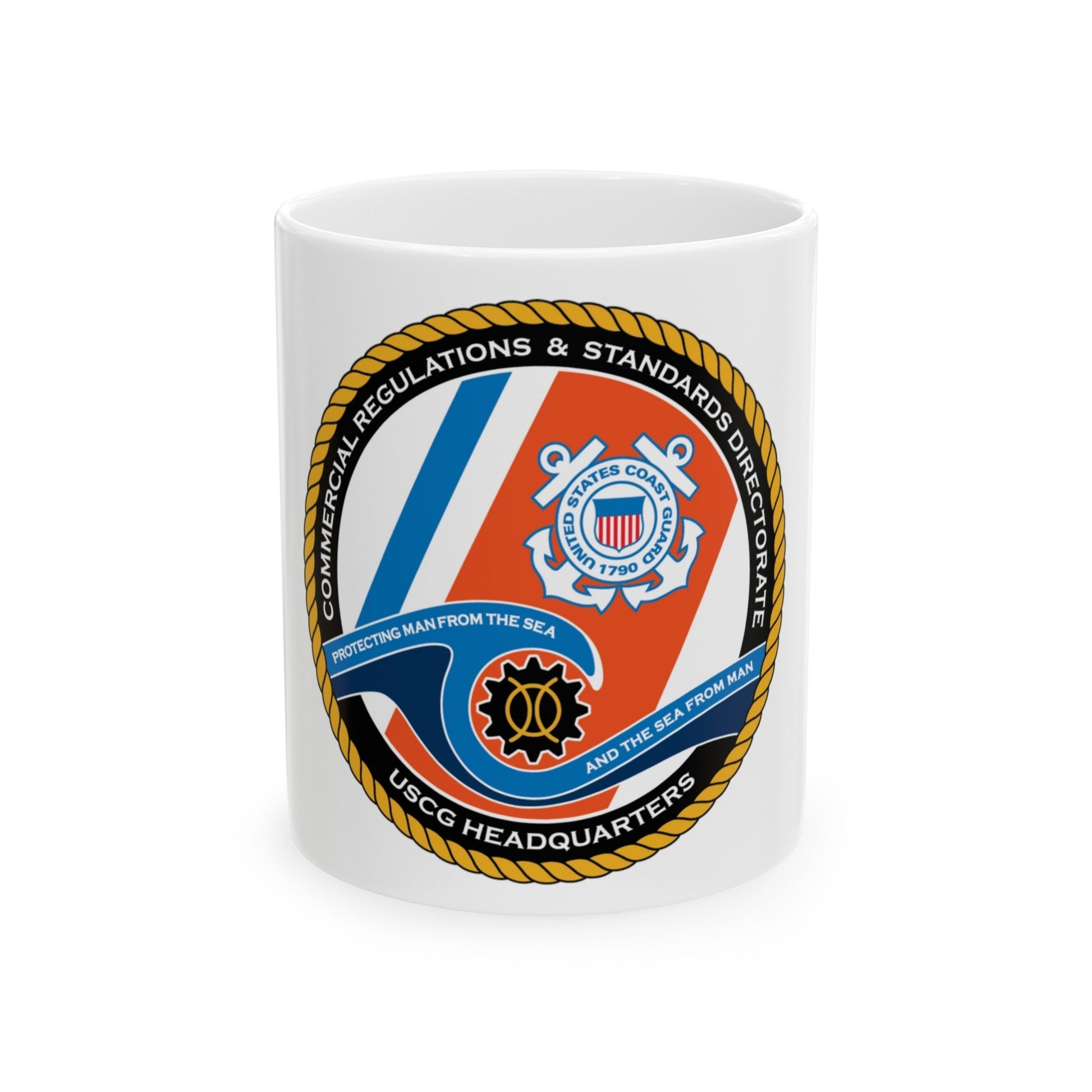 USCG HQ CG ENG 1 Comm Reg Stnd Dlr (U.S. Coast Guard) White Coffee Mug-11oz-The Sticker Space