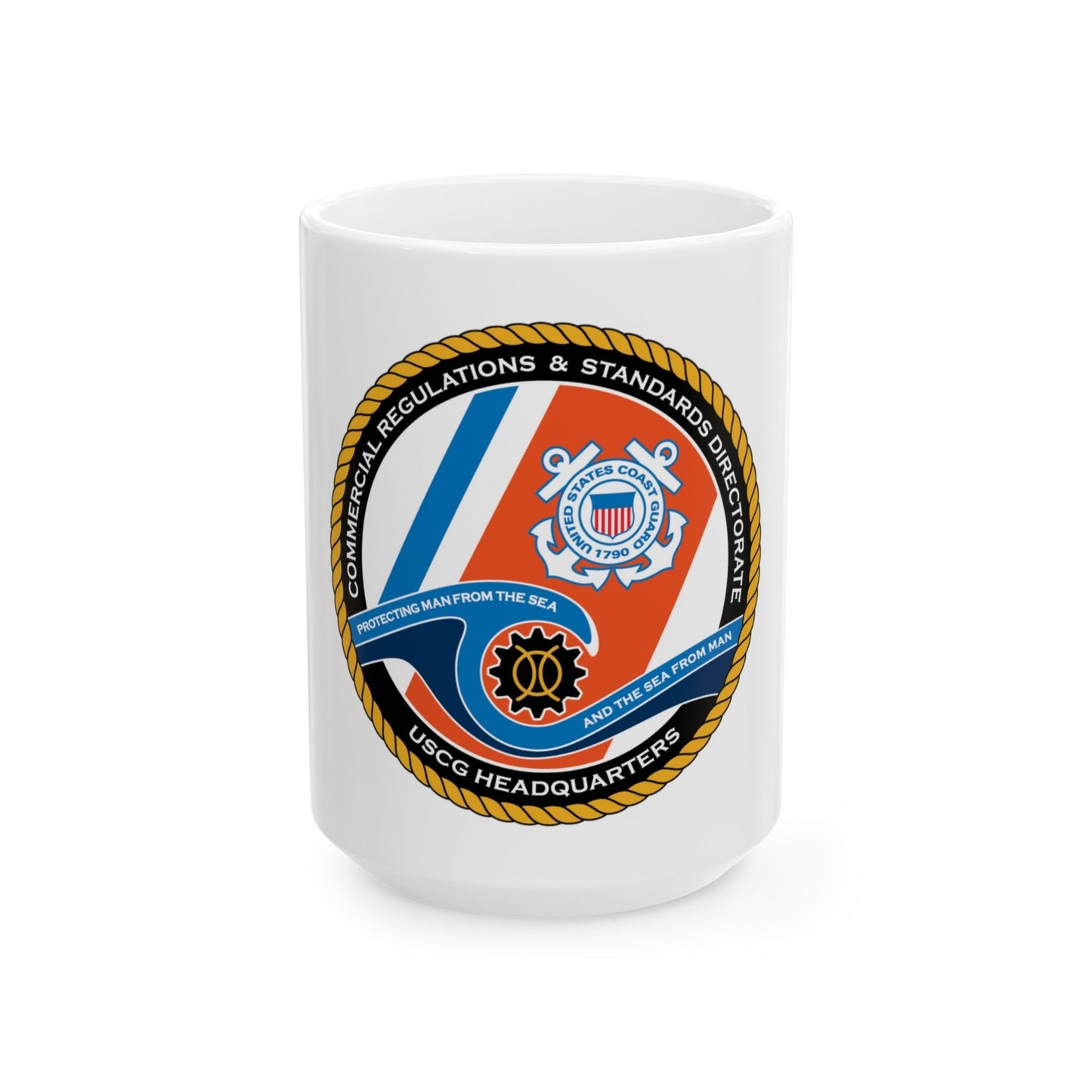 USCG HQ CG ENG 1 Comm Reg Stnd Dlr (U.S. Coast Guard) White Coffee Mug-15oz-The Sticker Space