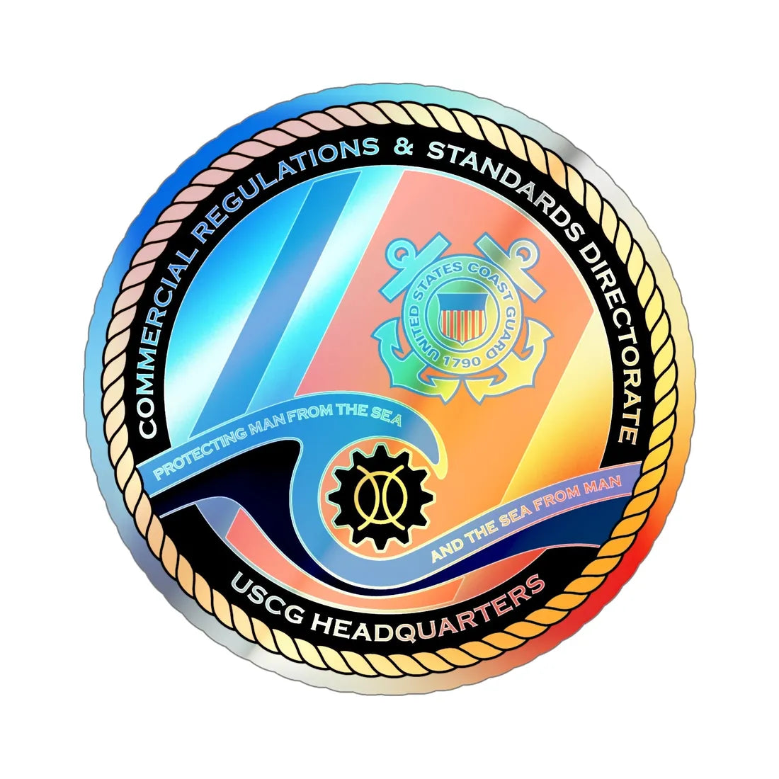 USCG HQ CG ENG 1 Comm Reg Stnd Dlr (U.S. Coast Guard) Holographic STICKER Die-Cut Vinyl Decal 6 Inch Holographic - The Sticker Space