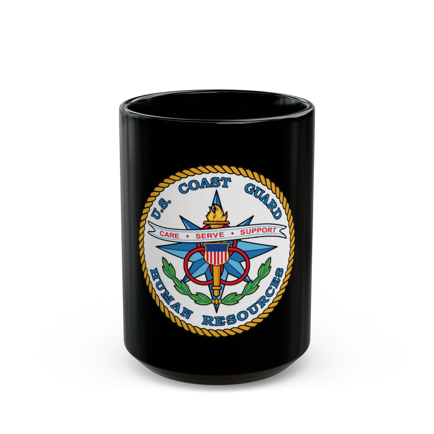 USCG Human Resources (U.S. Coast Guard) Black Coffee Mug-15oz-The Sticker Space