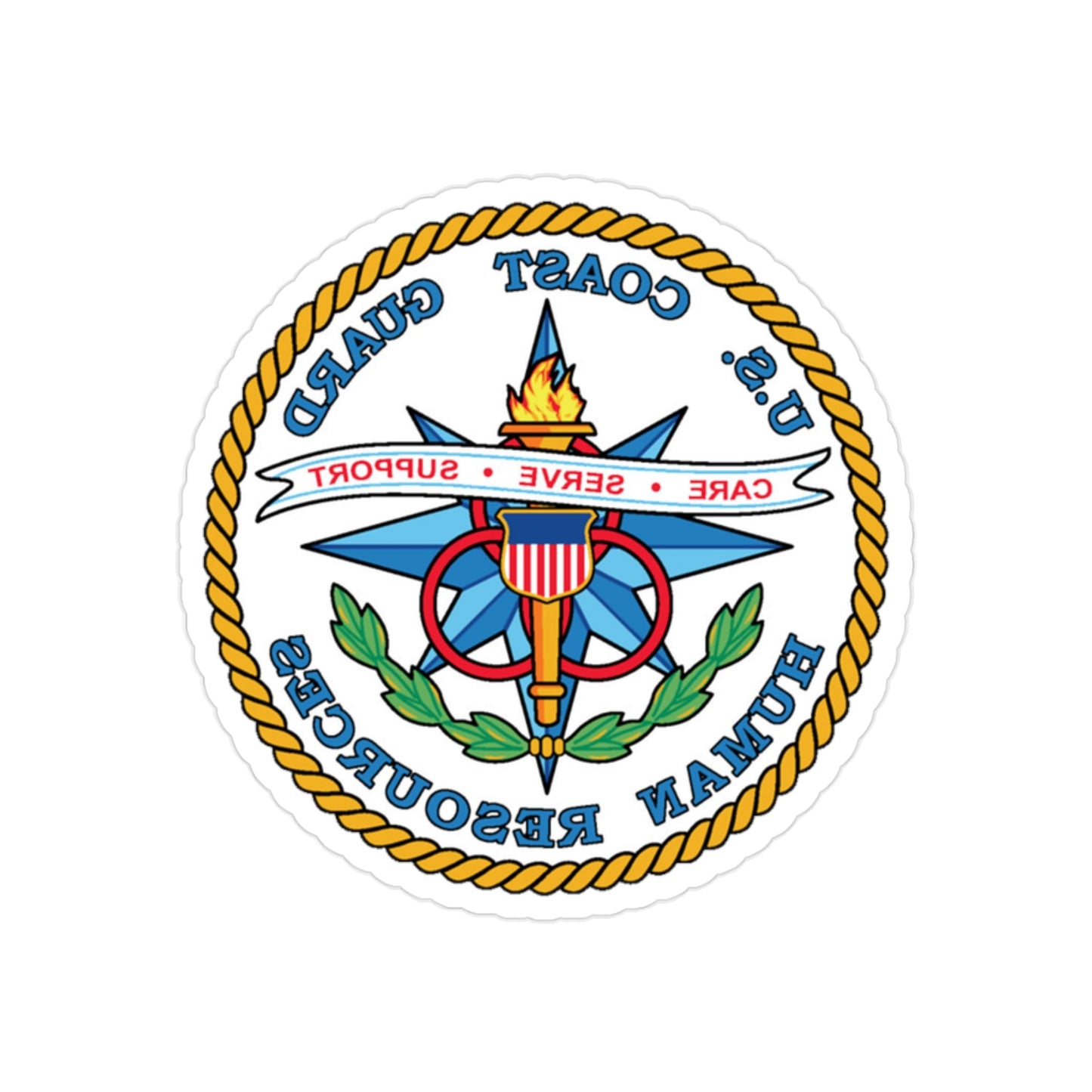 USCG Human Resources (U.S. Coast Guard) REVERSE PRINT Transparent STICKER-2 Inch-The Sticker Space