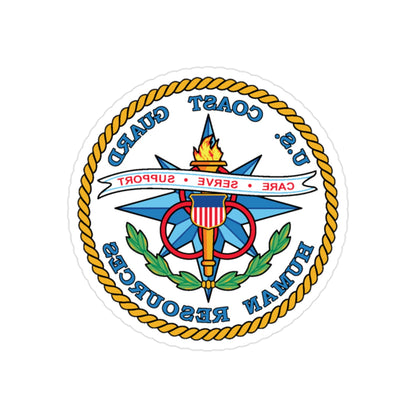 USCG Human Resources (U.S. Coast Guard) REVERSE PRINT Transparent STICKER-2 Inch-The Sticker Space