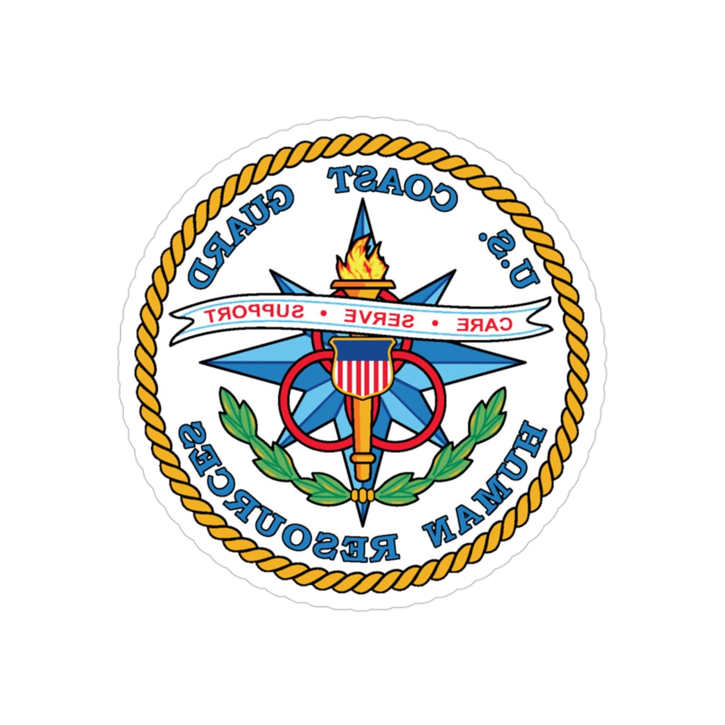 USCG Human Resources (U.S. Coast Guard) REVERSE PRINT Transparent STICKER-3 Inch-The Sticker Space