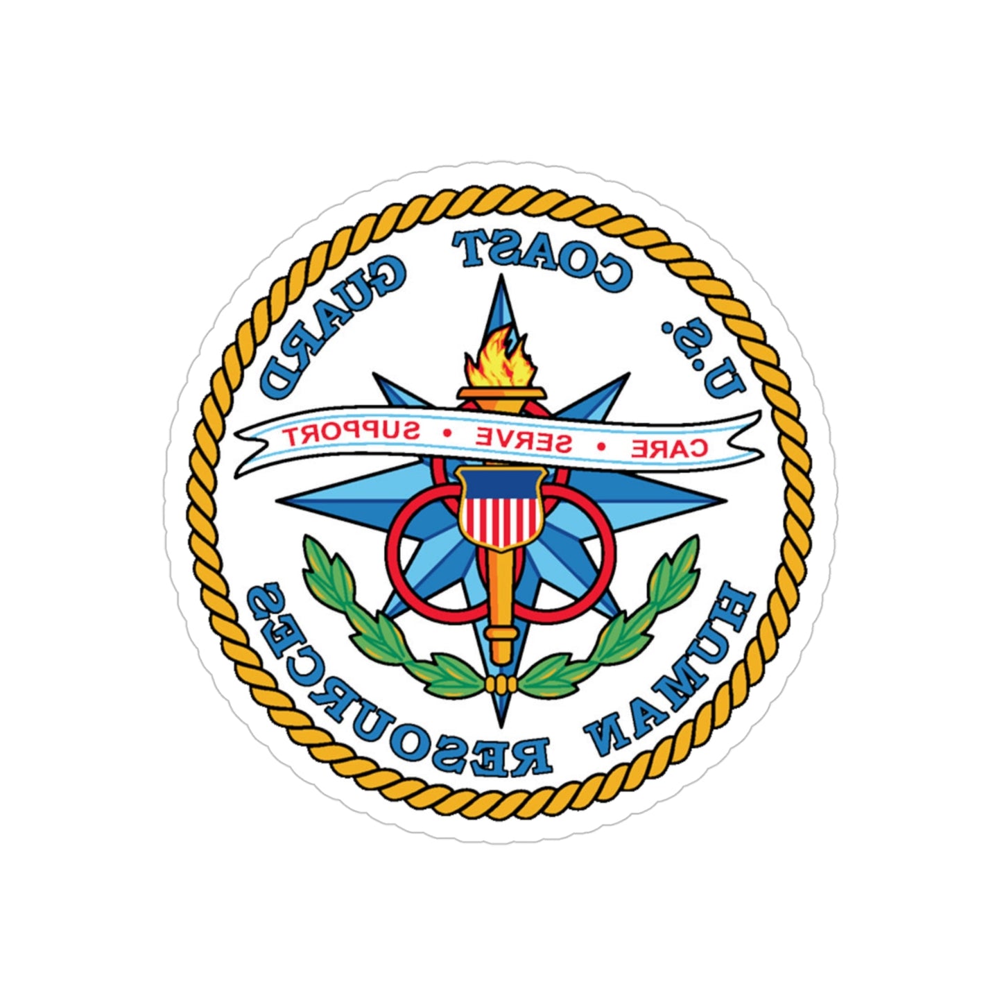 USCG Human Resources (U.S. Coast Guard) REVERSE PRINT Transparent STICKER-4 Inch-The Sticker Space