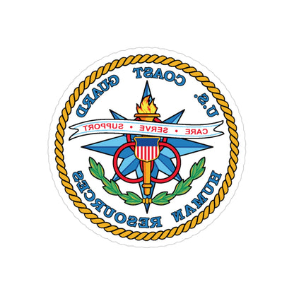 USCG Human Resources (U.S. Coast Guard) REVERSE PRINT Transparent STICKER-4 Inch-The Sticker Space