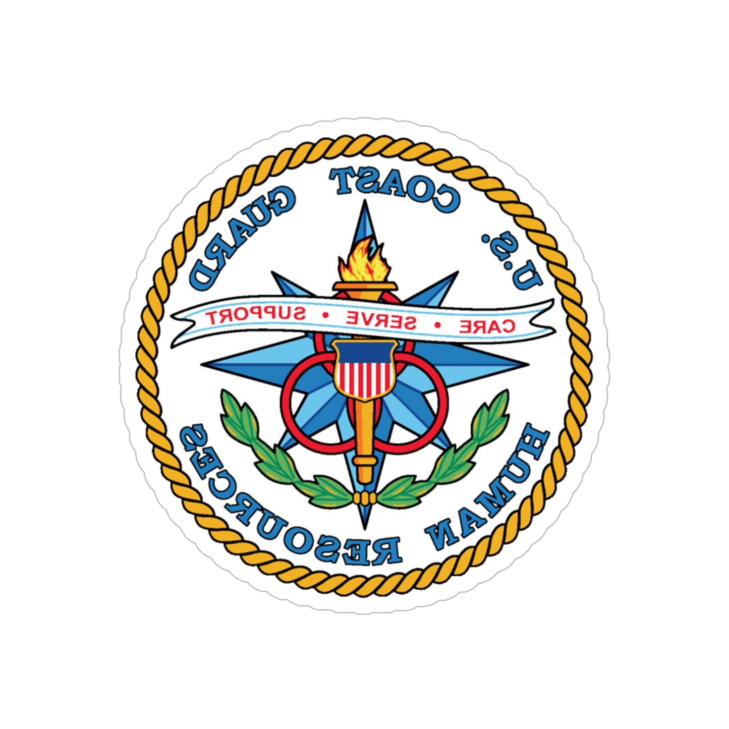 USCG Human Resources (U.S. Coast Guard) REVERSE PRINT Transparent STICKER-6" × 6"-The Sticker Space