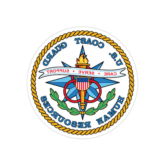 USCG Human Resources (U.S. Coast Guard) REVERSE PRINT Transparent STICKER-6" × 6"-The Sticker Space