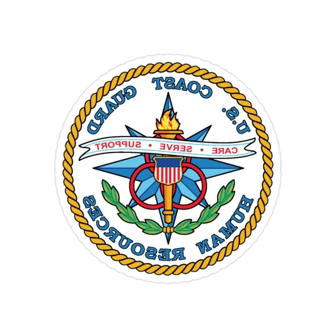 USCG Human Resources (U.S. Coast Guard) REVERSE PRINT Transparent Die-Cut STICKER 2 Inch Die-Cut Transparent - The Sticker Space